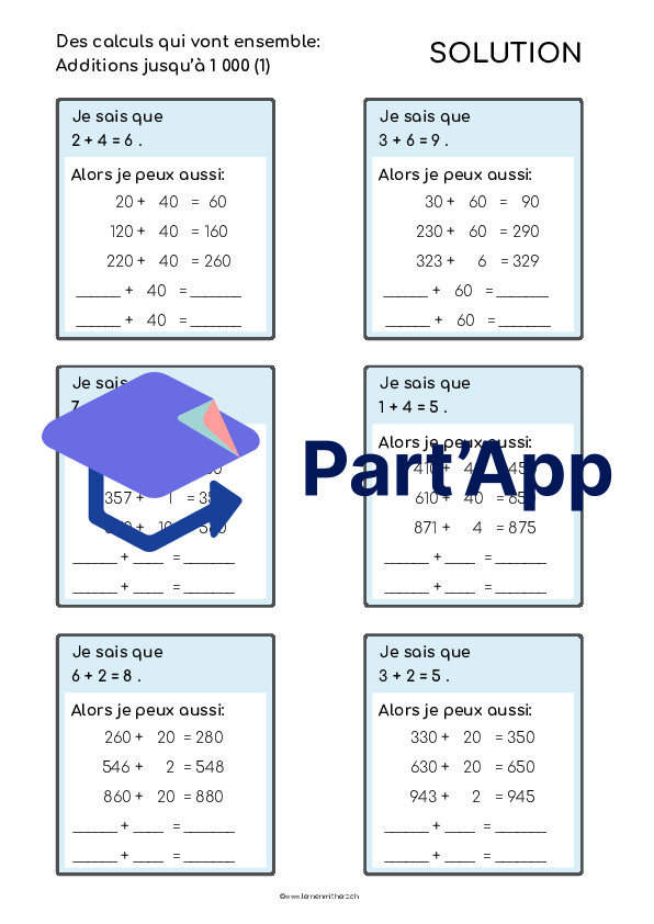 Des calculs qui vont ensemble jusqu'à 1000_3