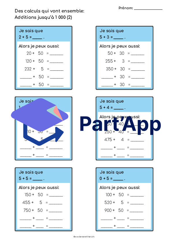 Des calculs qui vont ensemble jusqu'à 1000_4