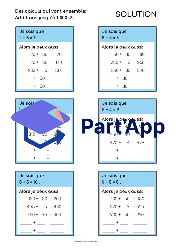 Des calculs qui vont ensemble jusqu'à 1000_5
