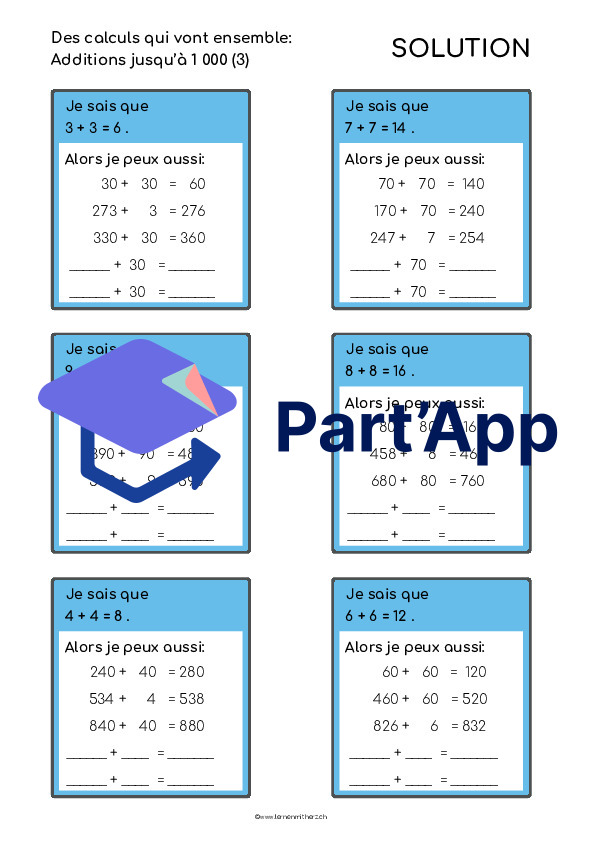 Des calculs qui vont ensemble jusqu'à 1000_7
