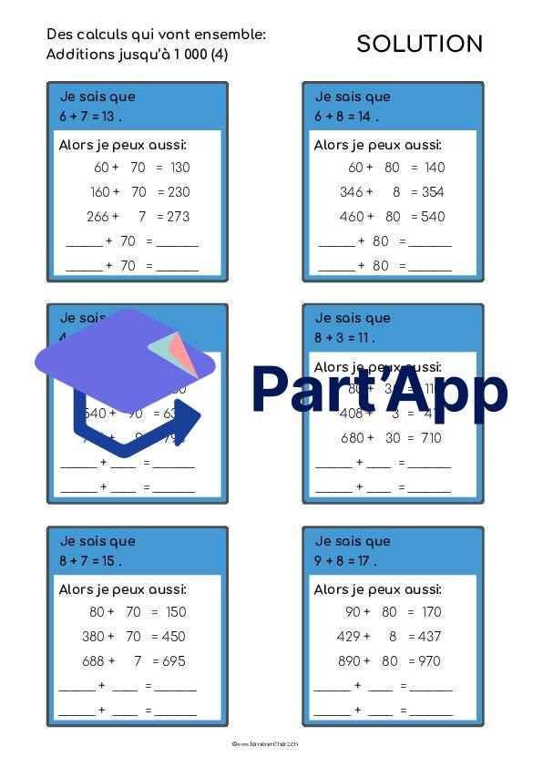 Des calculs qui vont ensemble jusqu'à 1000_9