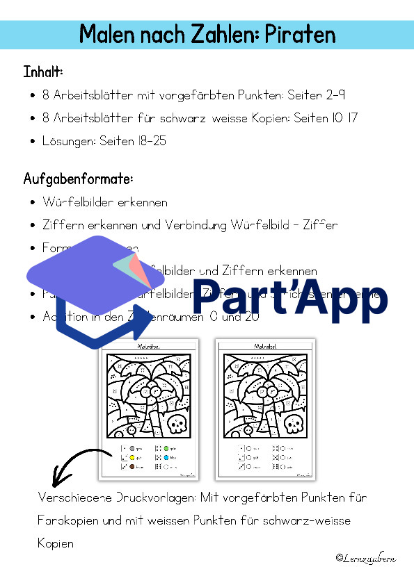 Malen nach Zahlen: Piraten (Kindergarten + 1. Klasse)_2