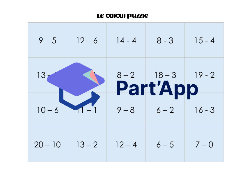 Calc'puzzles des soustractions - 4P_4