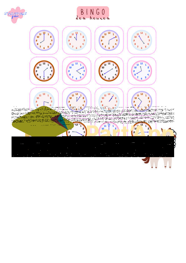 4P 5P - math & histoire - les heures - bingo_2