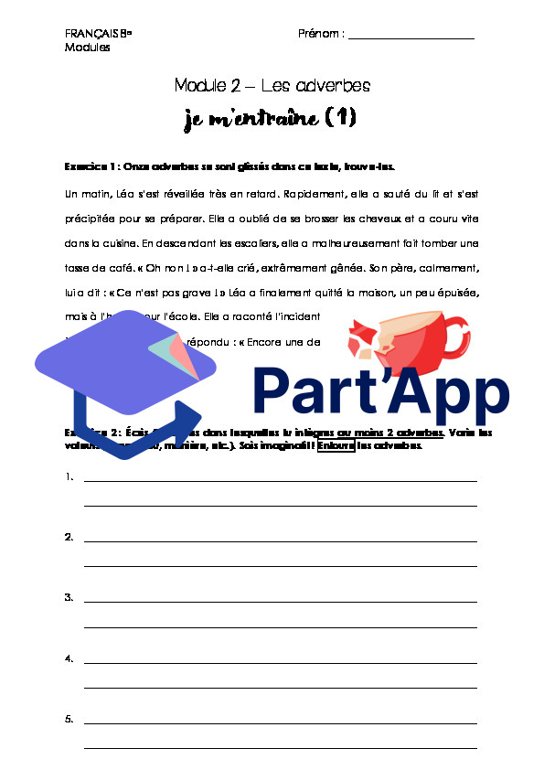 Français - 8e - Module 2 - Adverbes - Fiches (pour s'entrainer)_2