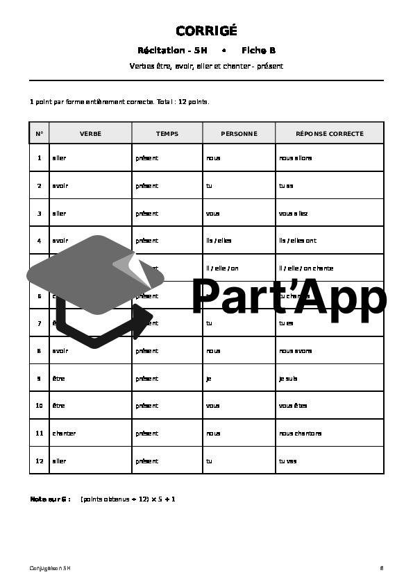 Entraînement et évaluation de conjugaison 5h et 6h début d’année_7