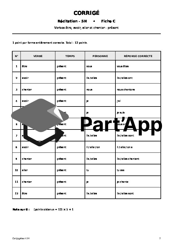 Entraînement et évaluation de conjugaison 5h et 6h début d’année_8