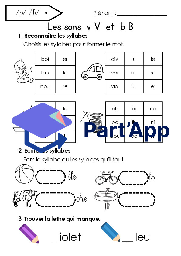 Fiches des sons V et B avec les nouveaux MER 3H_14