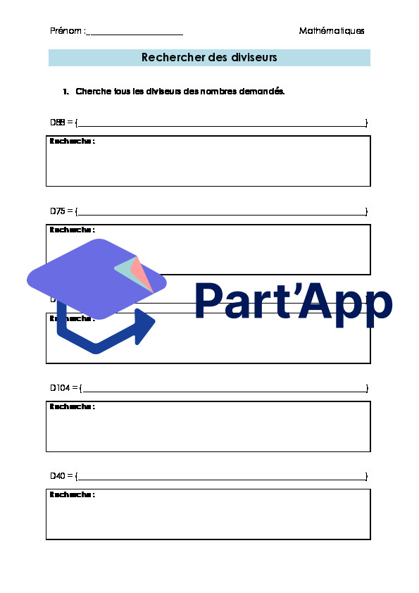Maths 7H-8H - Recherche de diviseurs (fiche d'exercices + corrigé)_2