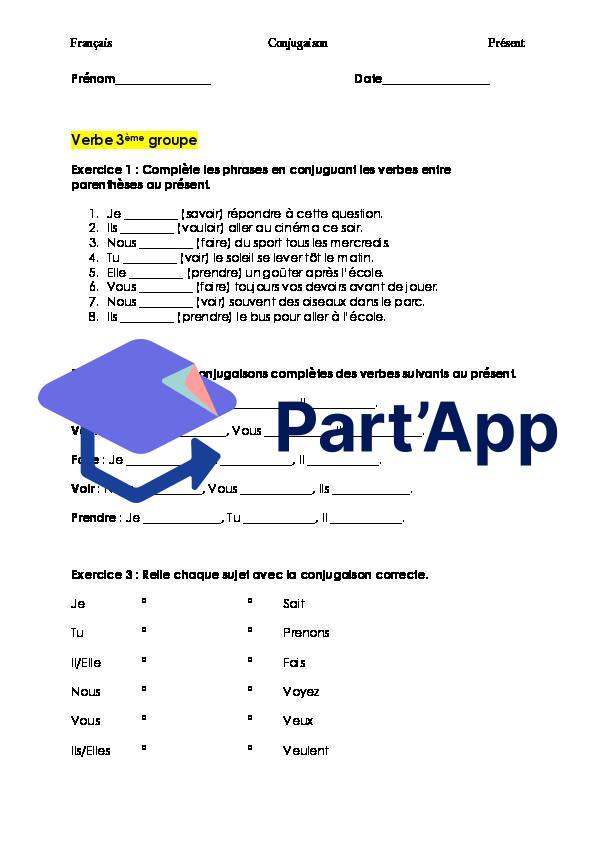 3 fiches d'exercices de conjugaison des 3 groupes au présent_4
