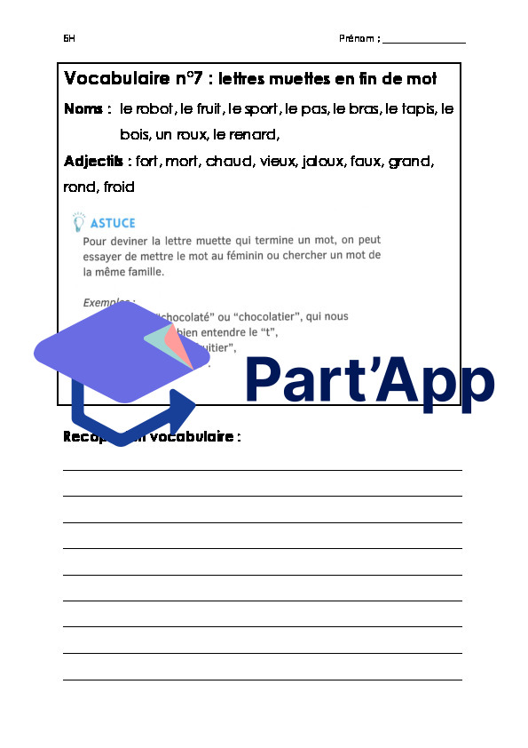 Mots de dictée sur les "lettres muettes"_2