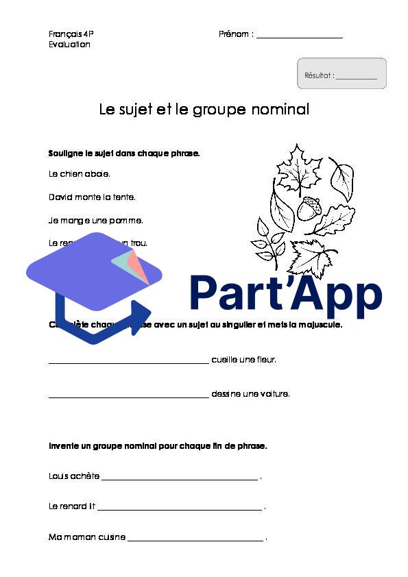 évaluation formative sur le sujet et le groupe nominal_2