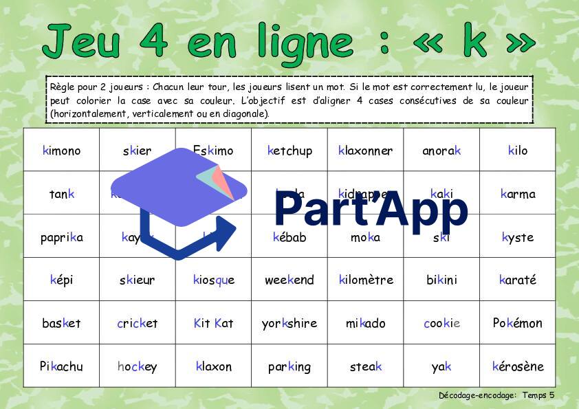 Jeu 4 en ligne : le son k (temps 5)_7