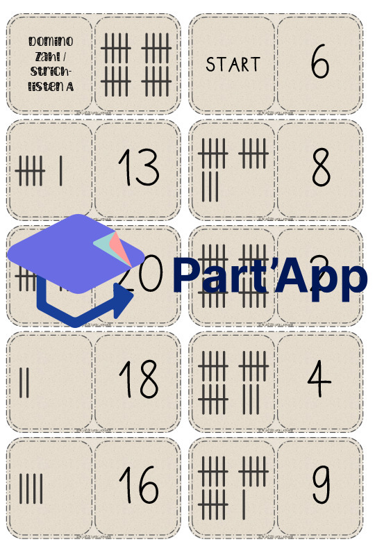 DOMINO - Zahl zu Strichlisten Zuordnung - Zahlenraum bis 20 - Mathe - ab Klasse 1_4