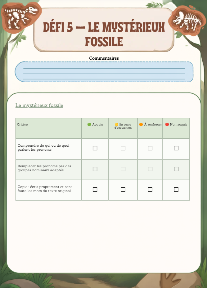 ⭐ 5 défis de réécriture sur les dinosaures – avec évaluations – 5H-6H_2