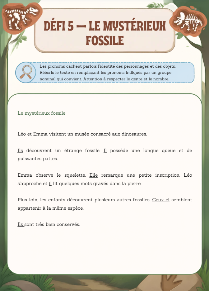 ⭐ 5 défis de réécriture sur les dinosaures – avec évaluations – 5H-6H_4