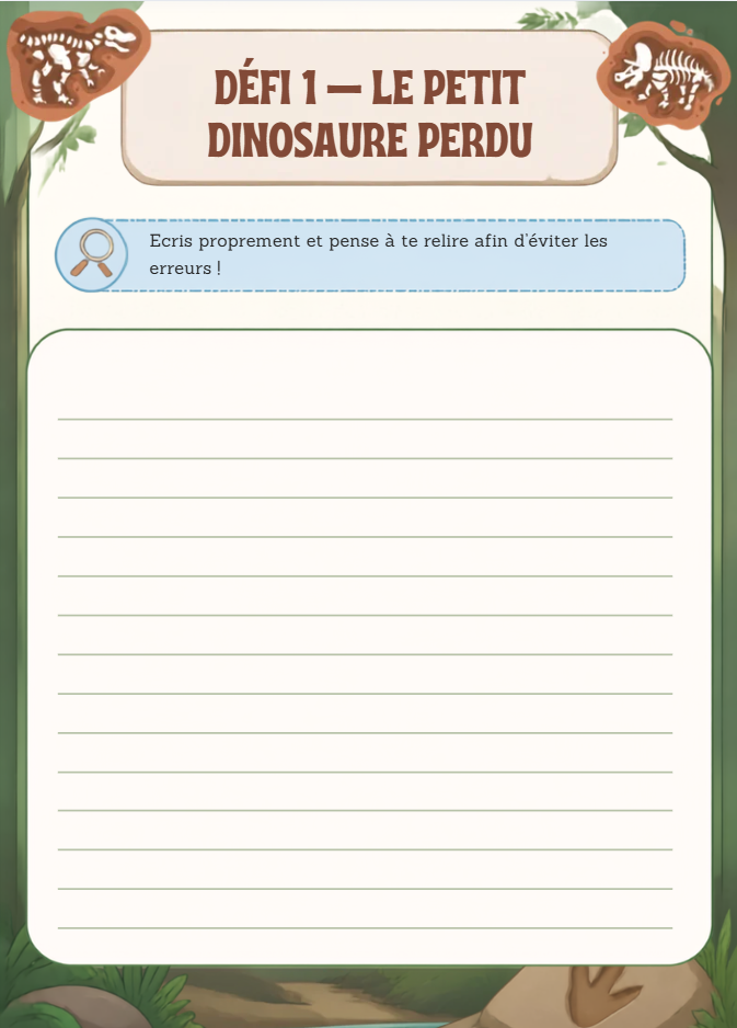 ⭐ 5 défis de réécriture sur les dinosaures – avec évaluations – 5H-6H_5