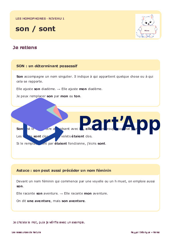 🐾 Mes fiches homophones son / sont – 2 niveaux | 2 CHF 🐾_3
