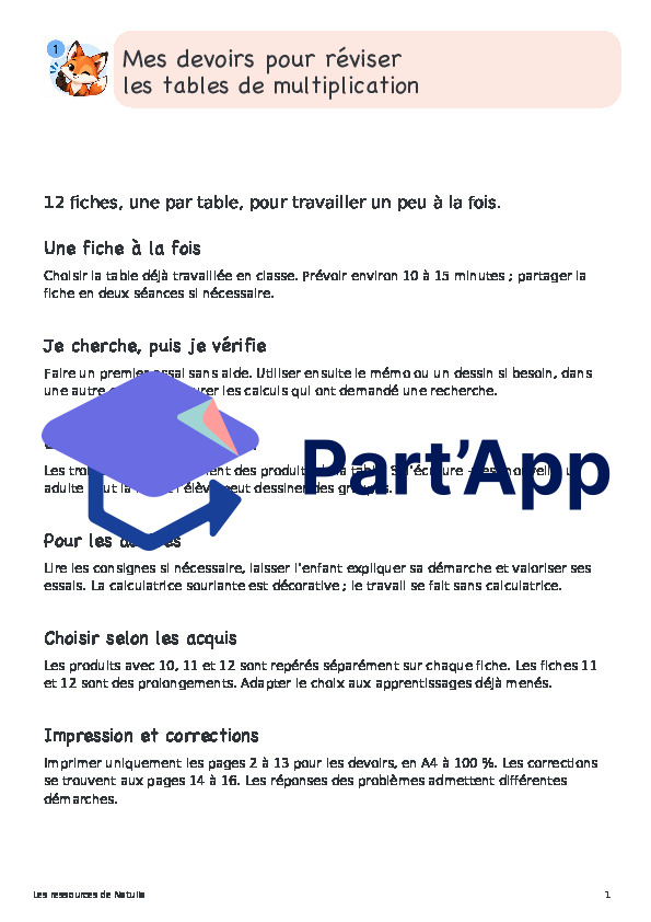 🦊 Mes devoirs pour réviser les tables de multiplication | 3 CHF 🦊_2