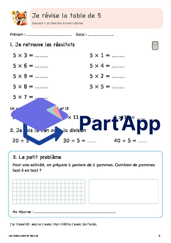 🦊 Mes devoirs pour réviser les tables de multiplication | 3 CHF 🦊_7