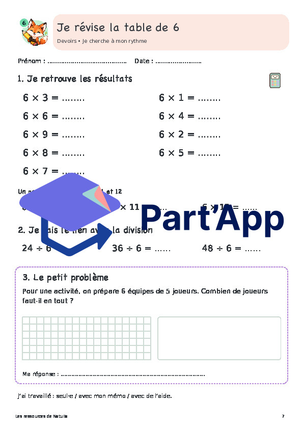 🦊 Mes devoirs pour réviser les tables de multiplication | 3 CHF 🦊_8