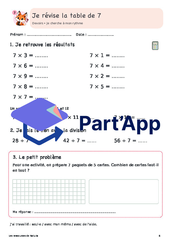 🦊 Mes devoirs pour réviser les tables de multiplication | 3 CHF 🦊_9