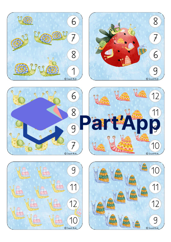 🐌 Escargot Cartes à compter Cartes à numéroter Cartes à agrafer 1-18_38