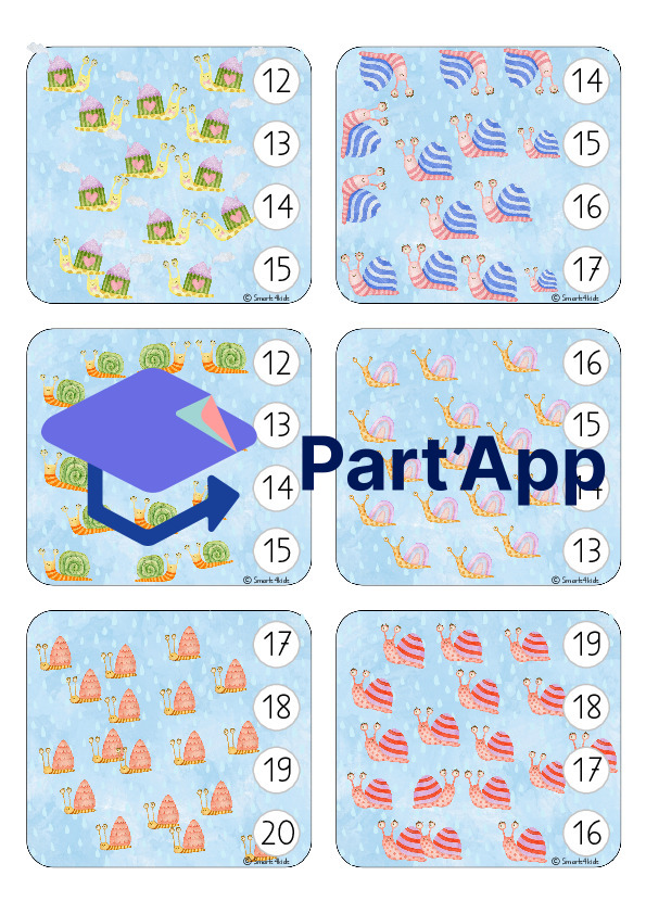 🐌 Escargot Cartes à compter Cartes à numéroter Cartes à agrafer 1-18_40