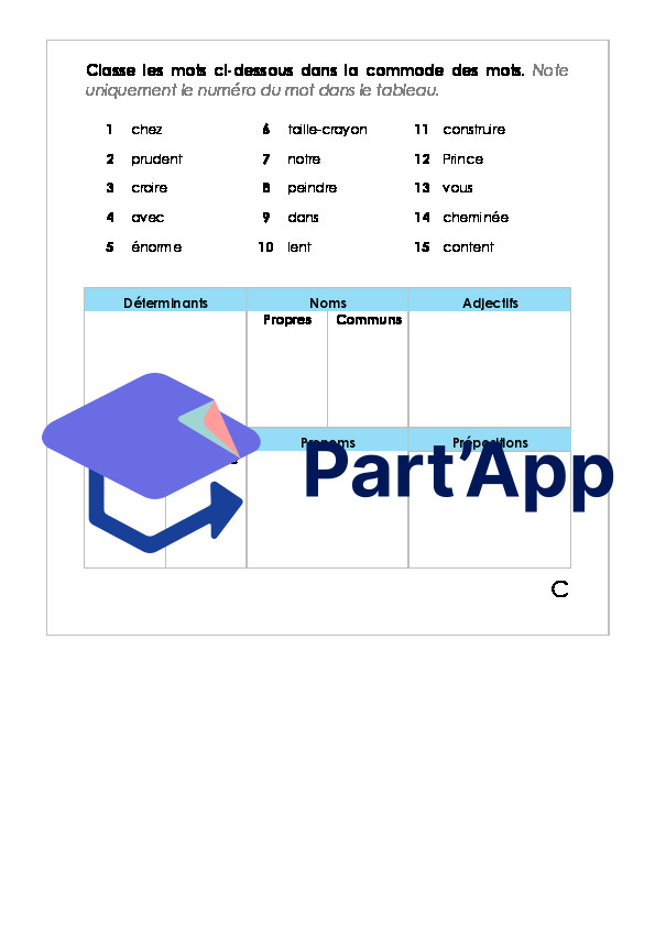 Classes grammaticales - classer les mots dans un tableau_9