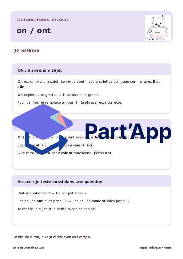🐾 Mes fiches homophones on / ont – 2 niveaux | 2 CHF 🐾_3