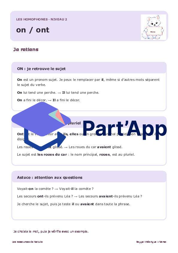 🐾 Mes fiches homophones on / ont – 2 niveaux | 2 CHF 🐾_5