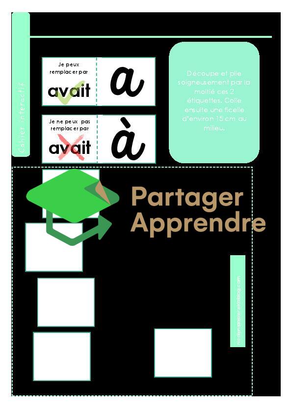 cahier interactif : homophone grammaticaux "à et a"_2