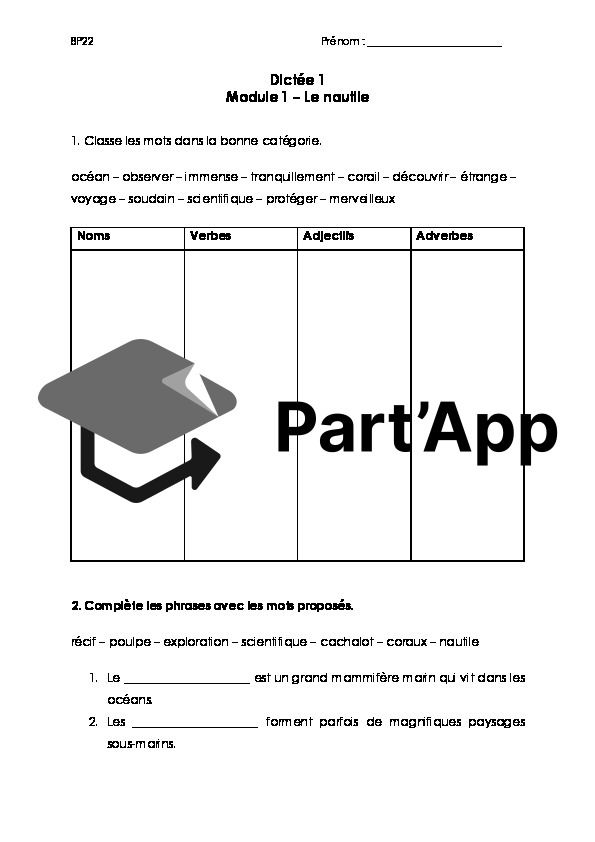 Dictée en lien avec le Module 1 - 8ème_2