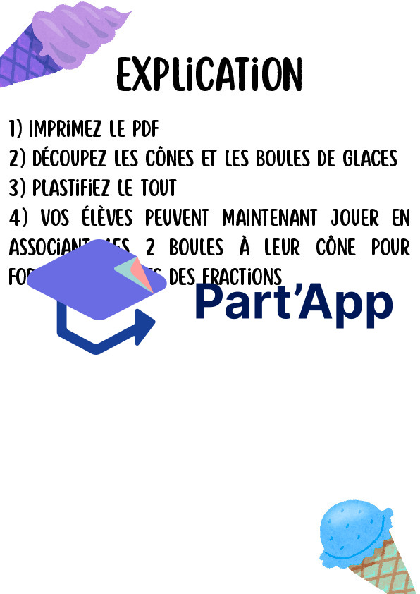 Jeu des fractions : Atelier ludique "Glaces" pour la classe – Mathématiques_3