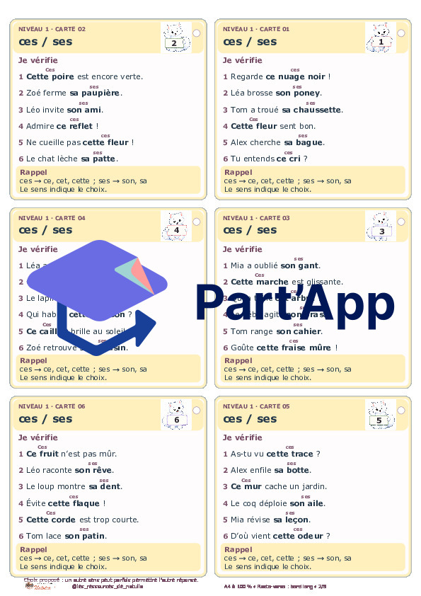 🐾 Mes ateliers autocorrectifs ces / ses – 2 niveaux | 4 CHF 🐾_3