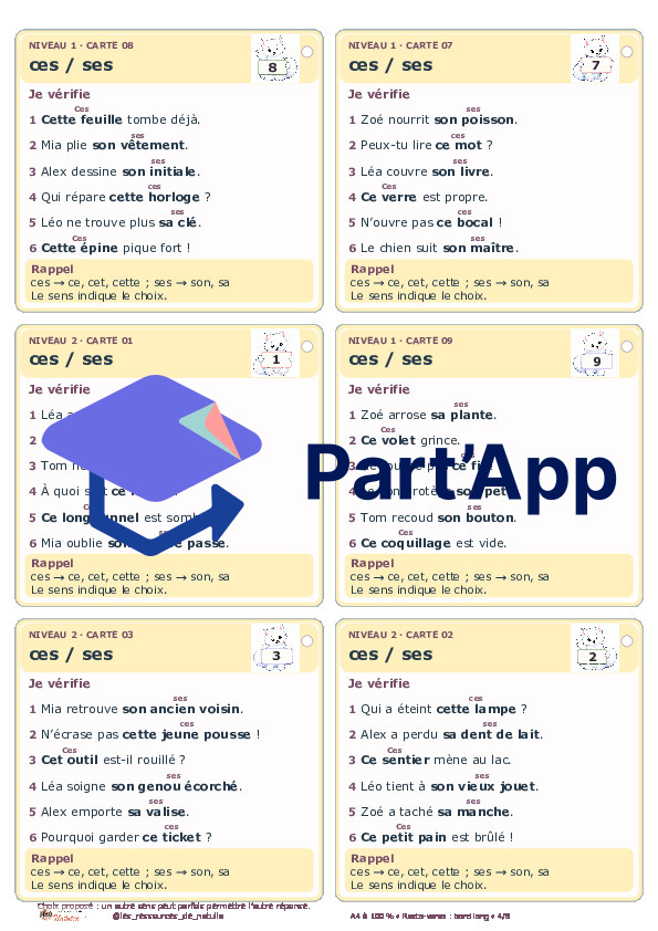 🐾 Mes ateliers autocorrectifs ces / ses – 2 niveaux | 4 CHF 🐾_5