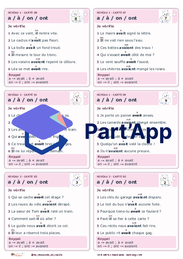 🐾 Mes ateliers autocorrectifs a / à et on / ont – 2 niveaux | 4 CHF 🐾_5
