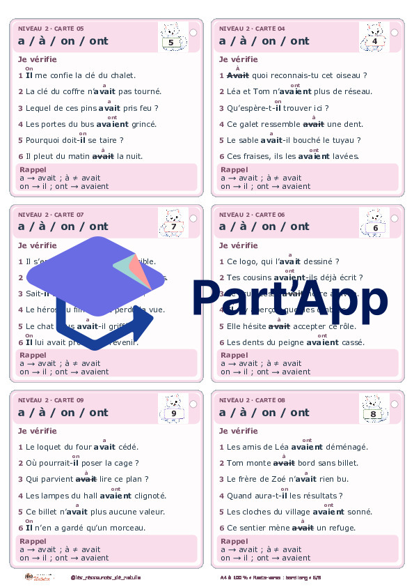 🐾 Mes ateliers autocorrectifs a / à et on / ont – 2 niveaux | 4 CHF 🐾_7