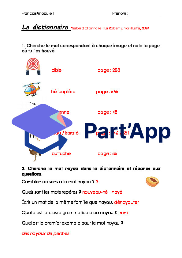 Le dictionnaire - L'ordre alphabétique / module 1 / 5P_3