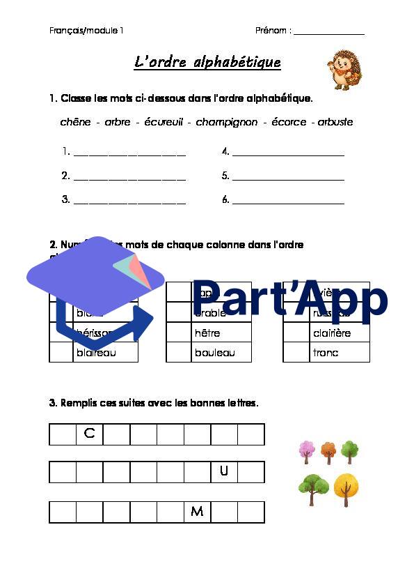 Le dictionnaire - L'ordre alphabétique / module 1 / 5P_4