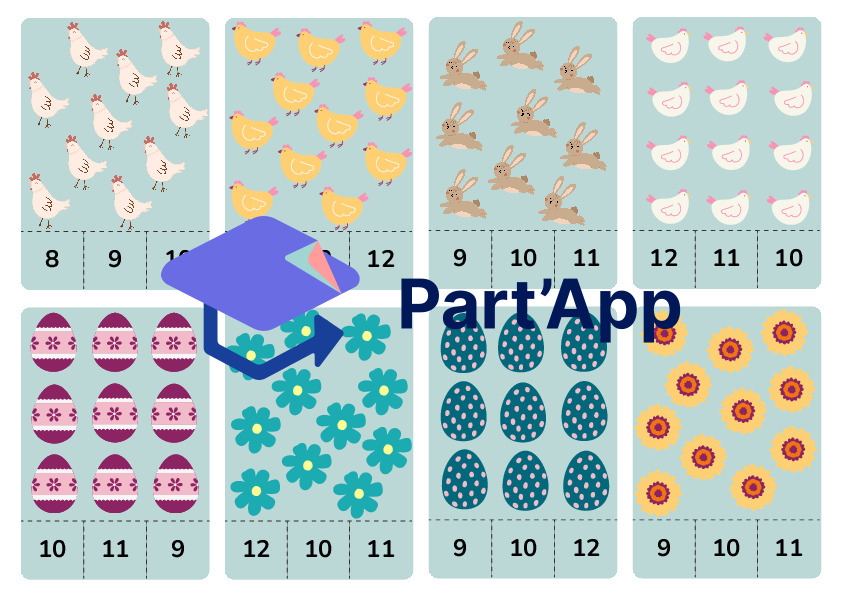 Maths dénombrement cartes à pince 1 à 12 Pâques_5