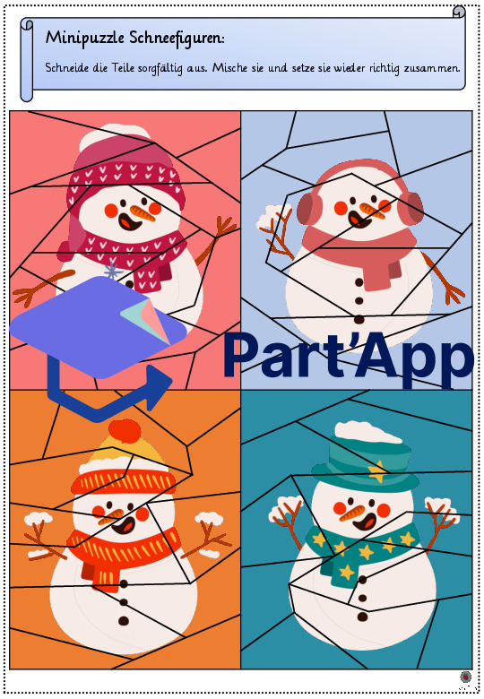 Minipuzzle Schneefiguren - Setze die Teile richtig zusammen_3
