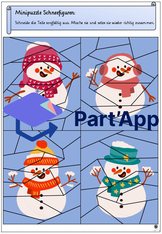 Minipuzzle Schneefiguren - Setze die Teile richtig zusammen_4