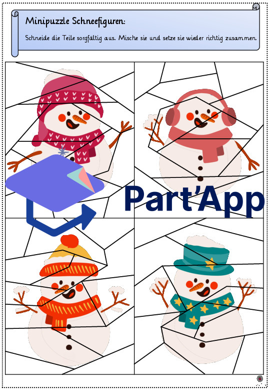 Minipuzzle Schneefiguren - Setze die Teile richtig zusammen_5