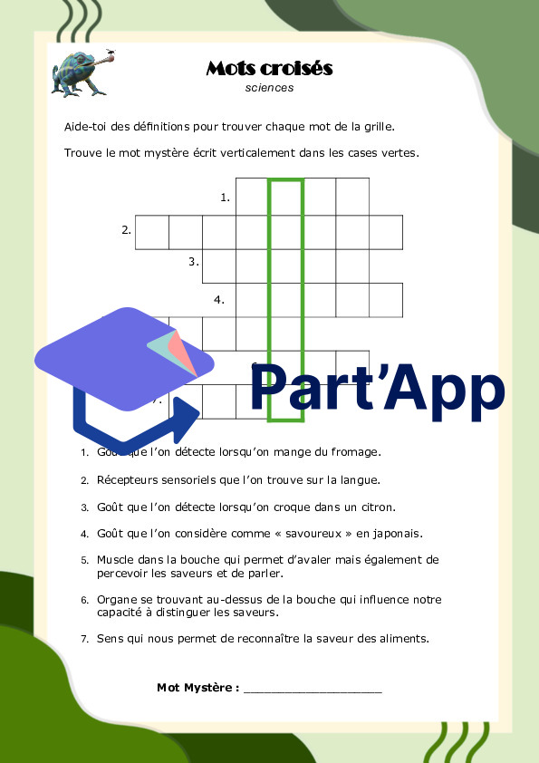 sciences - les organes des sens mots croisés " le goût "_3