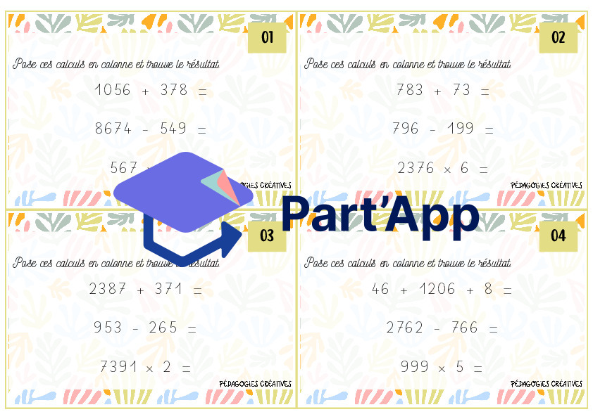 Cartes à tâches  +, - & x - 5P/6P_2