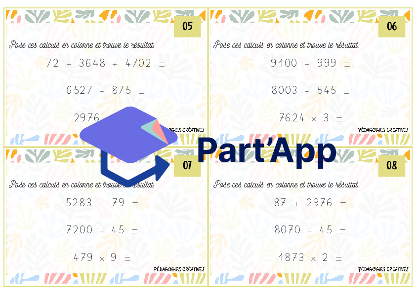 Cartes à tâches  +, - & x - 5P/6P_3