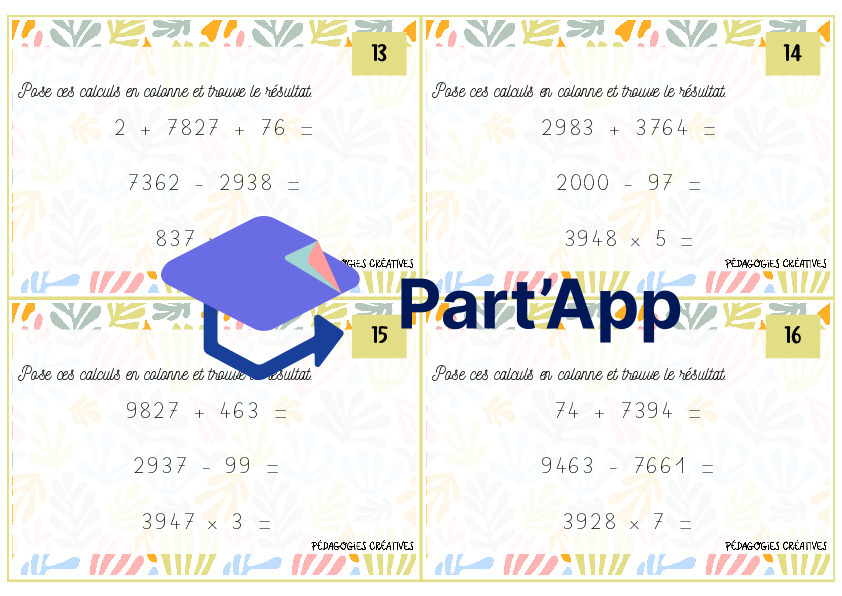 Cartes à tâches  +, - & x - 5P/6P_5