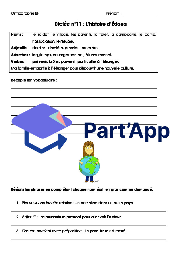 Français 7H-8H - Fiche dictée 11 (8H - l'accord du participe passé)_2