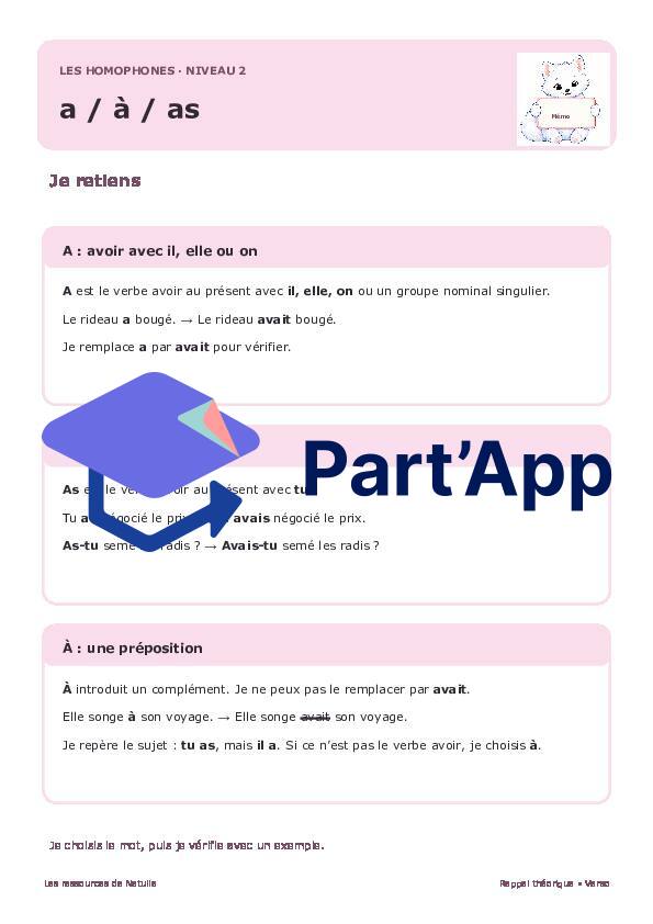 🐾 Mes fiches homophones a / à / as – 2 niveaux | 2 CHF 🐾_5